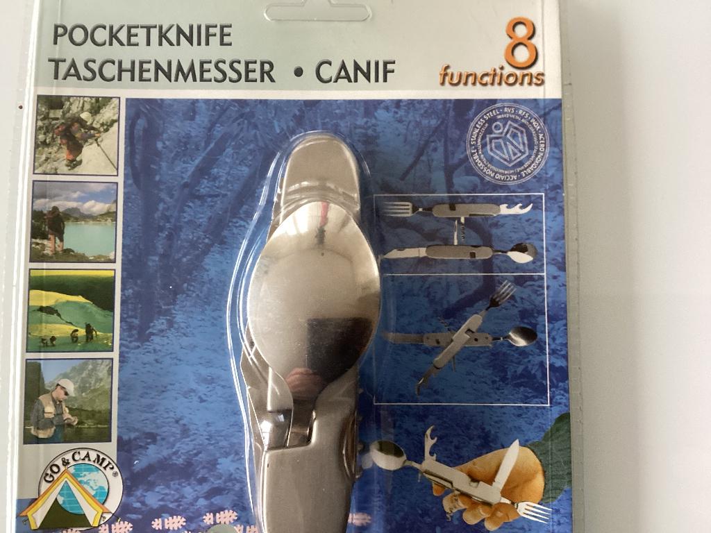 Nieuw! Go & Camp zakmes met 8 functies met een groene etui, Caravans en Kamperen, Ophalen of Verzenden, Nieuw