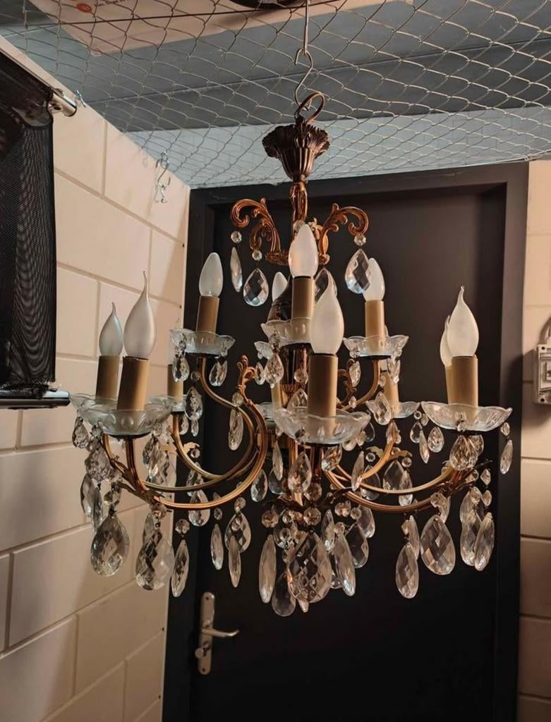 Antieke kristallen kroonluchter – klassiek, paleisachtig, Huis en Inrichting, Ophalen, Metaal