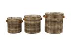 Set van 3 rotan plantenmanden met handvatten, Overige materialen, Rond, Nieuw, Ophalen of Verzenden
