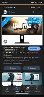 Iiyama G-Master gaming monitor, IPS, 101 t/m 150 Hz, 1 tot 2 ms, Quad HD (2K)