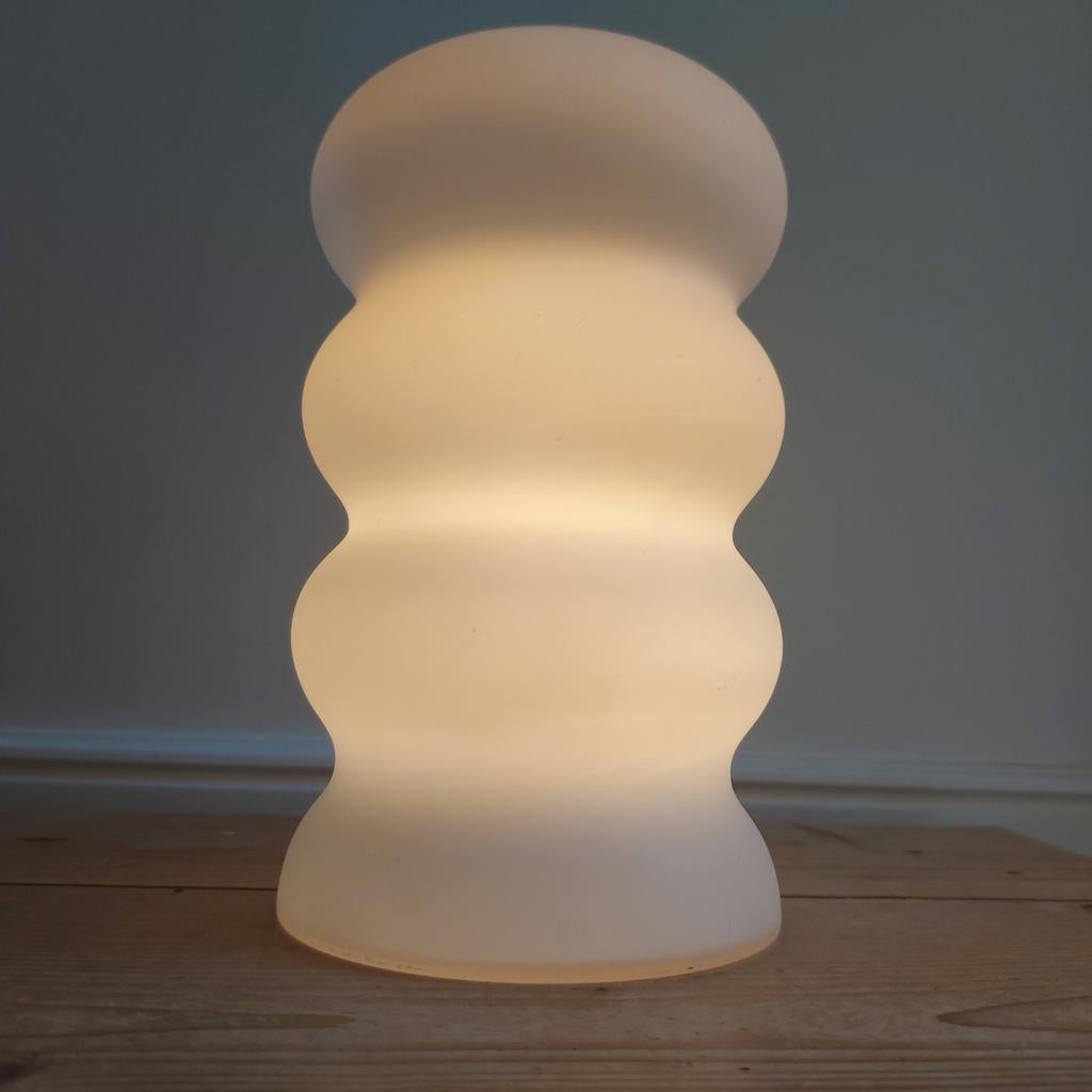 Vintage wit glazen tafellamp bubbellamp lamp Japandi, Ophalen, Zo goed als nieuw, Glas, Minder dan 50 cm