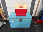 Coleman vintage blauwe  metalen Koelbox en little playmate, Caravans en Kamperen, Koelboxen, Ophalen, Gebruikt, Koelbox