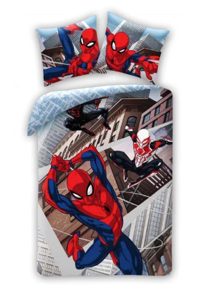 Spiderman Dekbedovertrek Triplet - 140x200 - Marvel - Katoen, Kinderen en Baby's, Kinderkamer | Beddengoed, Overige kleuren, Dekbedovertrek
