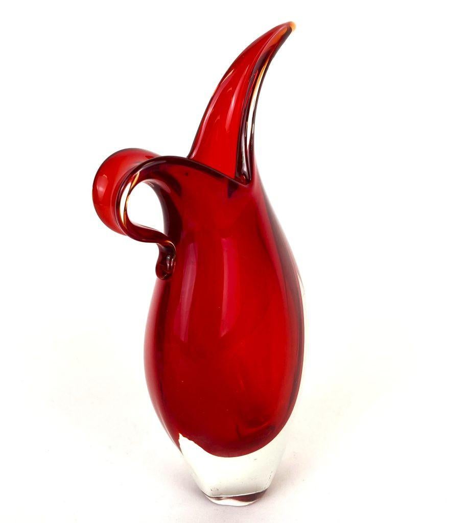 Seguso - Murano Sommerso Flavio Poli vaas - Rood - 22 cm, Antiek en Kunst, Ophalen of Verzenden