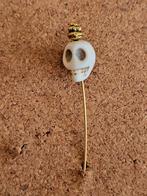 Unieke Speld met Doodshoofd en Gouden Accent, Overige materialen, 4 tot 7 cm, Wit, Ophalen of Verzenden