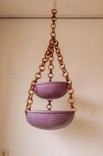 Vintage paarse hangmanden van rotan – jaren 70, -, -, Rond, Ophalen of Verzenden