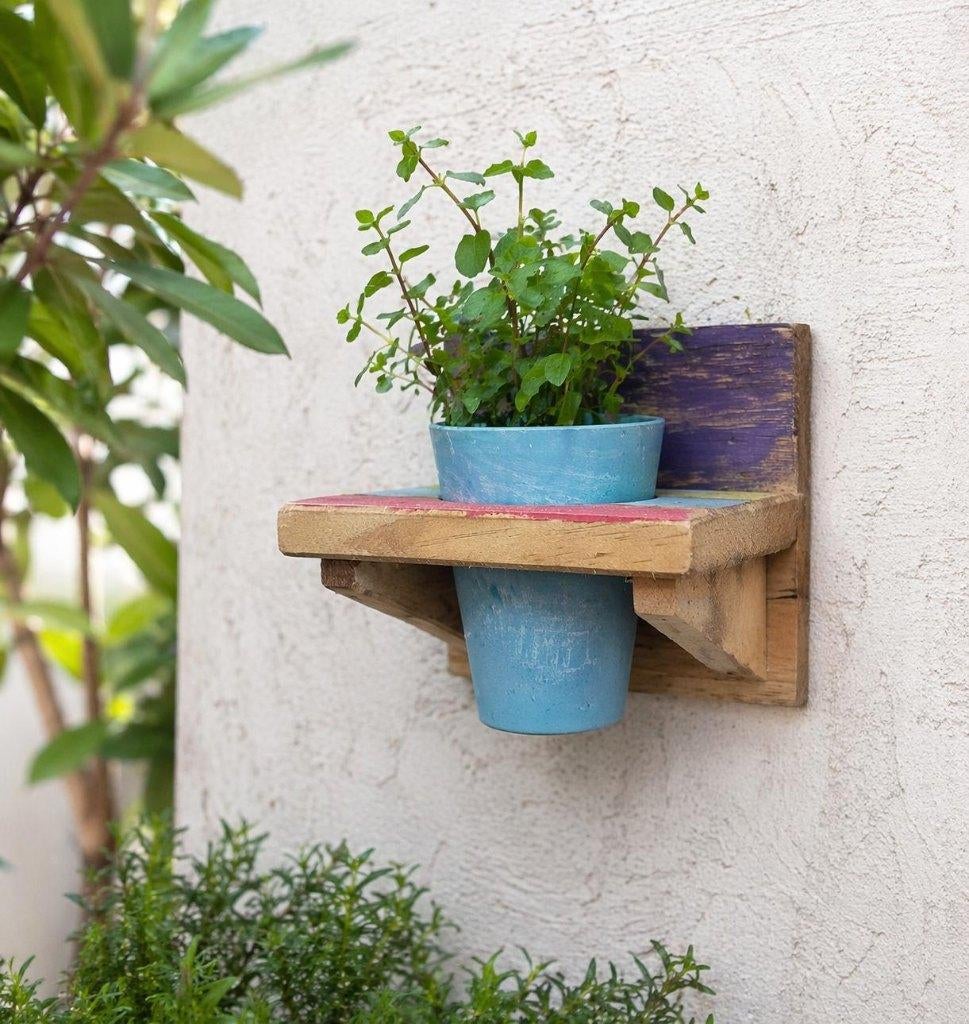 Partij houten Roots wandrek met Artstone pot 125650, NHP International, Minder dan 30 cm, Ophalen of Verzenden, Balkon