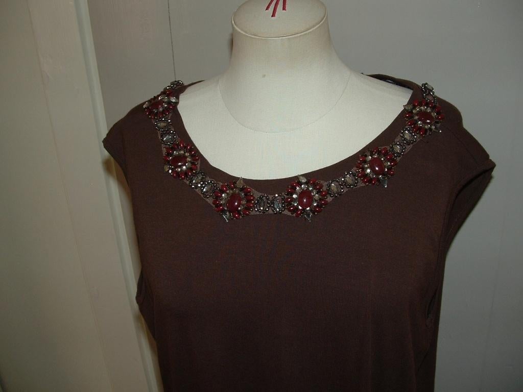 Simona Barbieri Twin-Set stretchjurk jurk maat M ( 38/40), Bruin, Ophalen of Verzenden, Zo goed als nieuw, Boven de knie