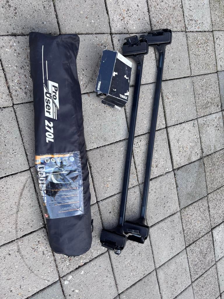 Thule dakdragers Seat Ibiza + ProUser dakkoffer 270L, Ophalen, Gebruikt