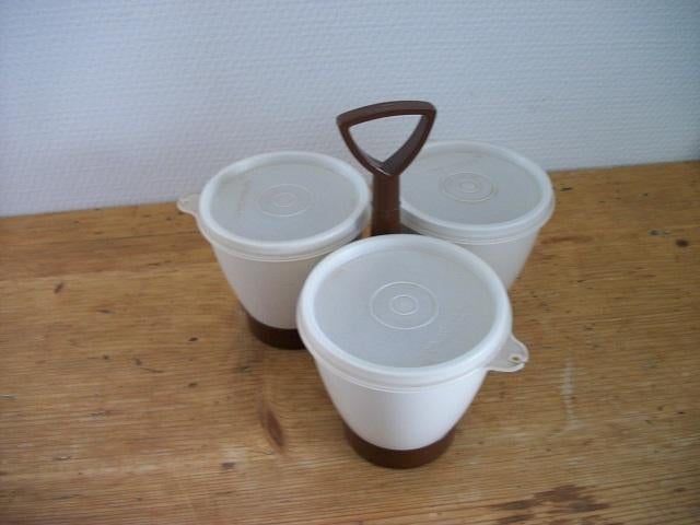 Tupperware Carrousel / Tafelsetje ( bruin/creme ), Ophalen of Verzenden, Gebruikt, Bruin, Overige typen