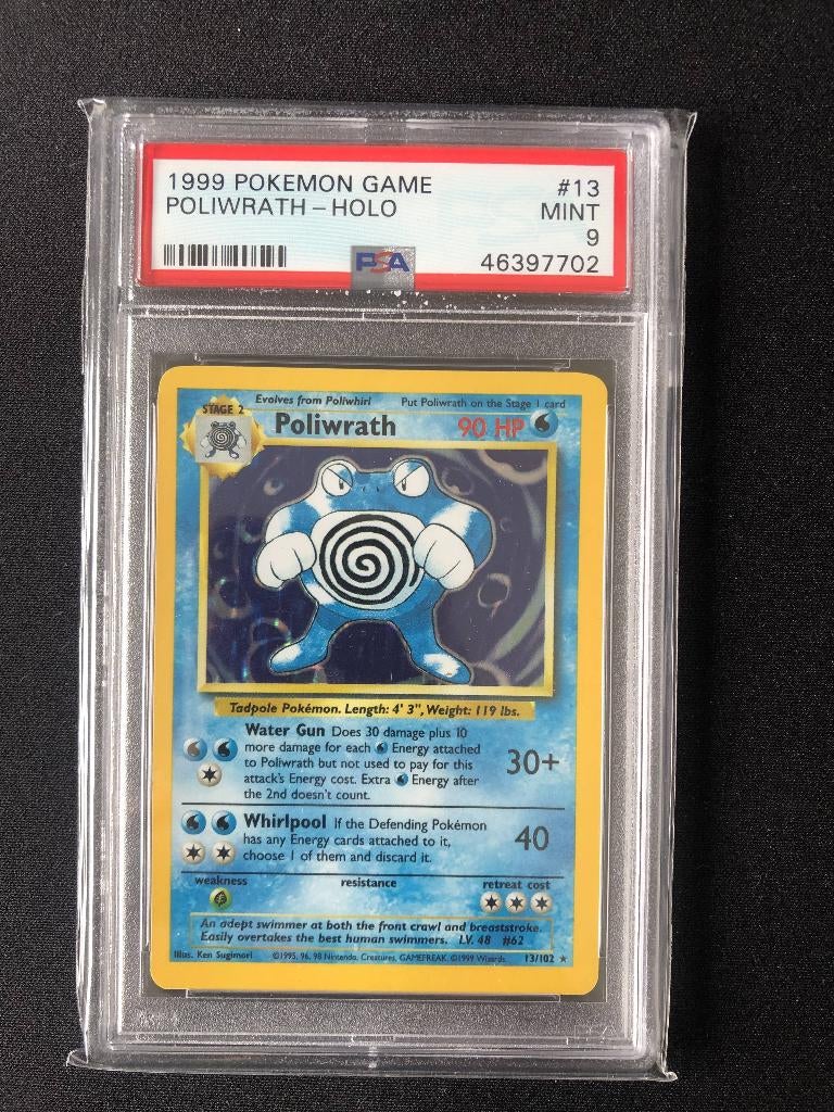 Poliwrath holo base set psa 9, Hobby en Vrije tijd, Verzamelkaartspellen | Pokémon, Ophalen of Verzenden, Zo goed als nieuw, Losse kaart