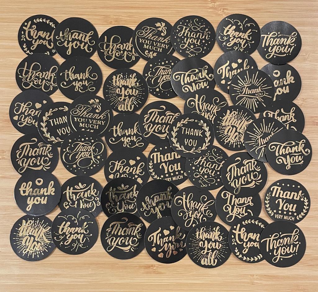 Thank you sluitstickers zwart goud thema, Hobby en Vrije tijd, Stickers en Plaatjes, Verzenden, Nieuw, Meerdere stickers