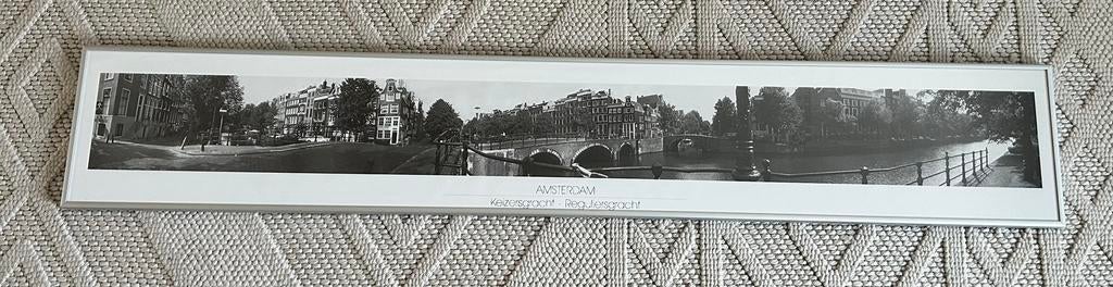 Amsterdamse grachten panorama foto in lijst, Ophalen, Zo goed als nieuw