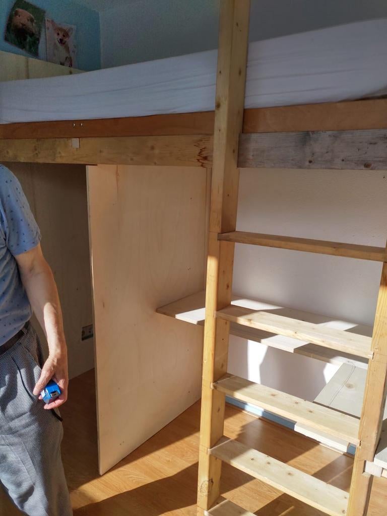 Houten hoogslaper, Gebruikt, Hoogslaper, Eenpersoons, 200 cm