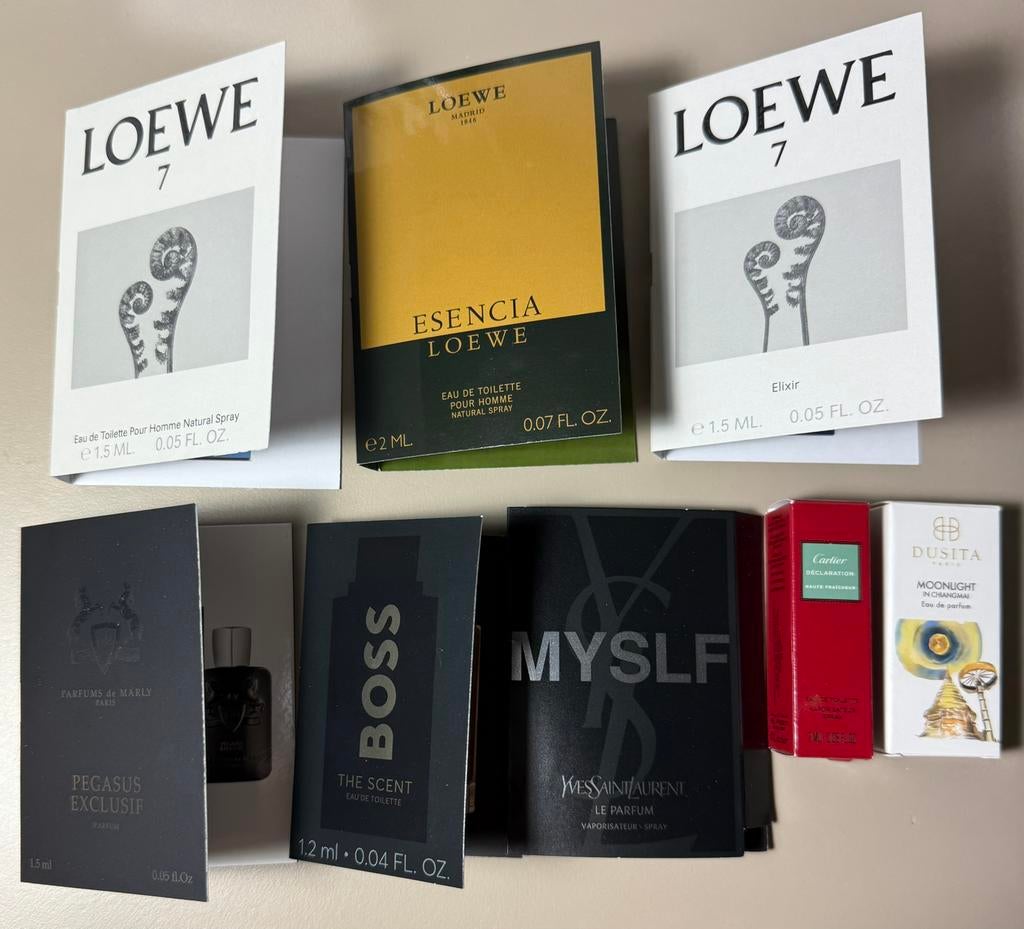 Sample set, PDM, Loewe, Cartier, YSL, Dusita, Ophalen of Verzenden, Nieuw