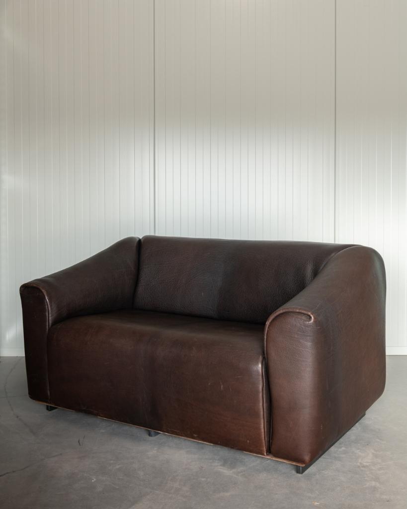 Vintage DS-47 tweezitsbank De Sede uitschuifbare zitting, Ophalen, Gebruikt, Mid century modern, Tweepersoons