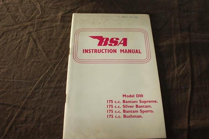 BSA D10 Bantam 175cc 1967 motorcycle instruction manual, Motoren, Handleidingen en Instructieboekjes, Overige merken, Ophalen of Verzenden