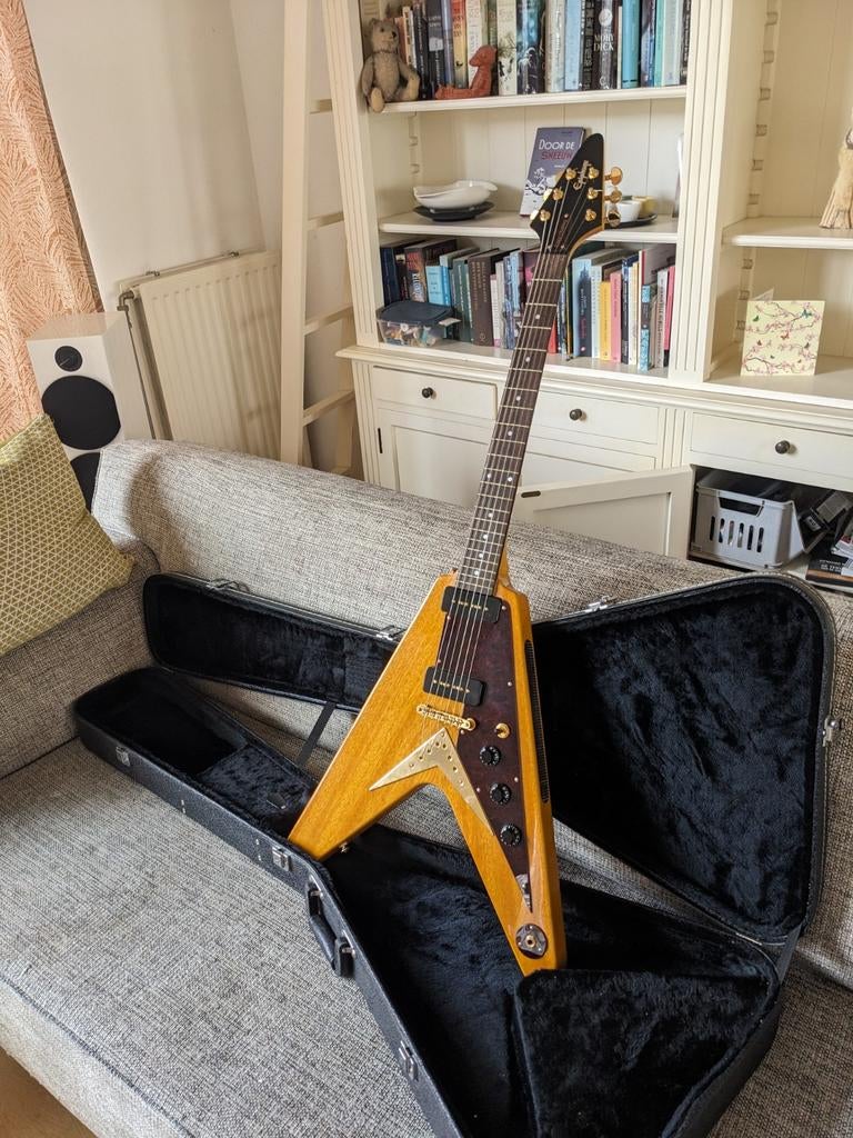 Epiphone Korina Flying V popa chubby signature, Muziek en Instrumenten, Ophalen of Verzenden, Zo goed als nieuw, Solid body, Epiphone