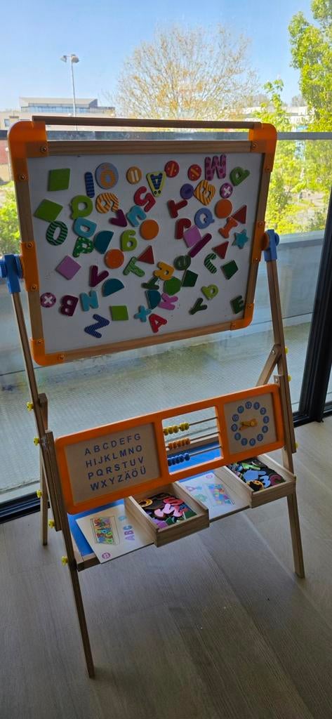 Houten Tekenbord met Magnetische Letters en Cijfers, Ophalen, Zo goed als nieuw, Taal en Lezen