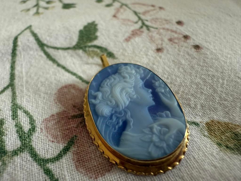 Antieke 18 karaat gouden Camee hanger, Sieraden, Tassen en Uiterlijk, Antieke sieraden, Ophalen of Verzenden, Goud, Hanger