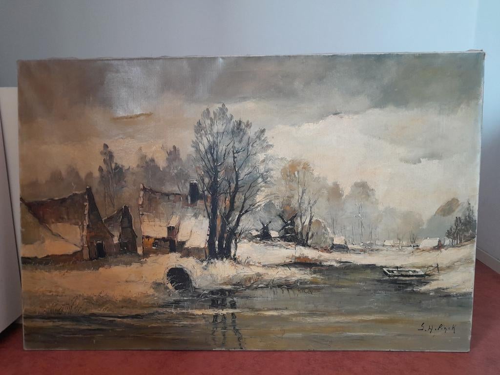 Groot gesigneerd schilderij, Antiek en Kunst, Kunst | Schilderijen | Klassiek, Ophalen