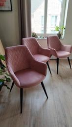 8x Ravi eetkamerstoel - Stof - Roze, Ophalen, Overige kleuren, Zo goed als nieuw, Eén