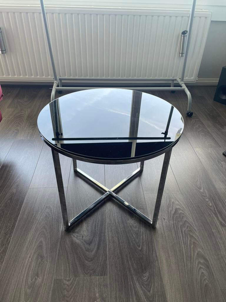 Zwart bijzettafeltje (glas), Minder dan 55 cm, Rond, Ophalen, 45 tot 60 cm