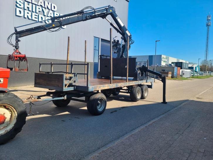 Aanhanger met hiab 15t kraan knijper., Zakelijke goederen, Machines en Bouw | Kranen en Graafmachines, Verreiker, Ophalen of Verzenden
