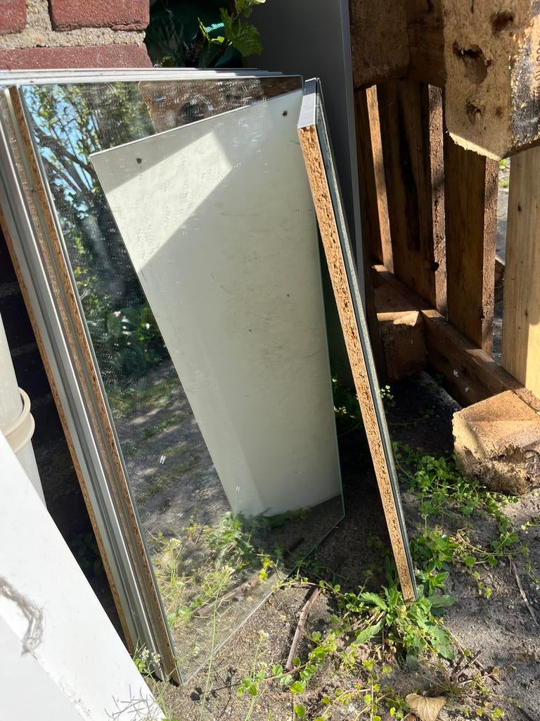 5 Houten planken met spiegels, Huis en Inrichting, Ophalen, Minder dan 50 cm, Gebruikt, Minder dan 100 cm