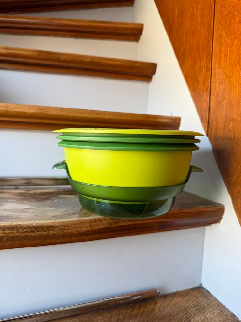 Tupperware MicroGourmet stoompan, Ophalen of Verzenden, Gebruikt, Groen, Schaal