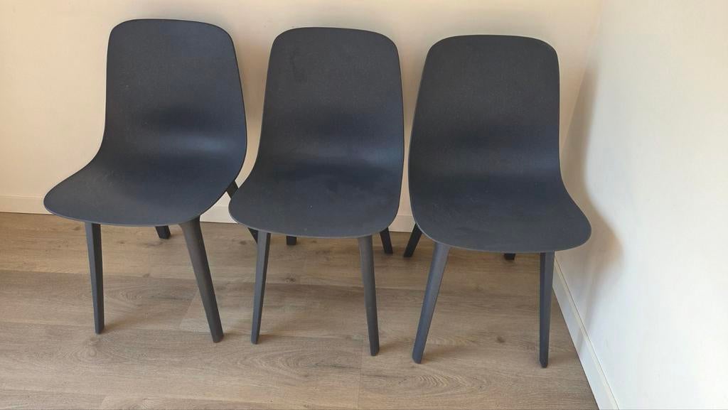 Odger (Ikea) eettafel stoelen 3x, Huis en Inrichting, Kunststof, Gebruikt, Drie, Blauw