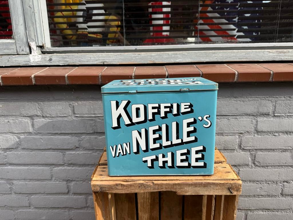 Vintage Van Nelle Koffie Thee Blik - Retro Keuken Decor, Verzamelen, Blikken, Ophalen, Gebruikt, Koffie, Van Nelle