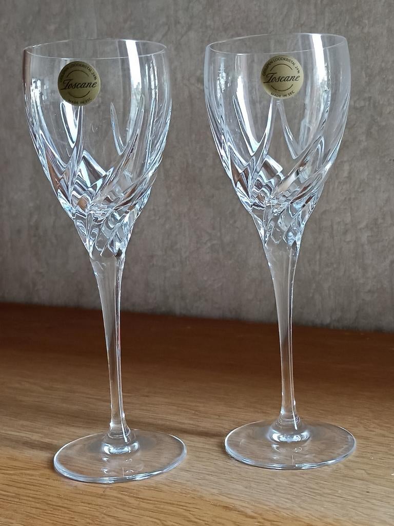 2 Kristallen witte wijn glazen van Toscane, Ophalen of Verzenden