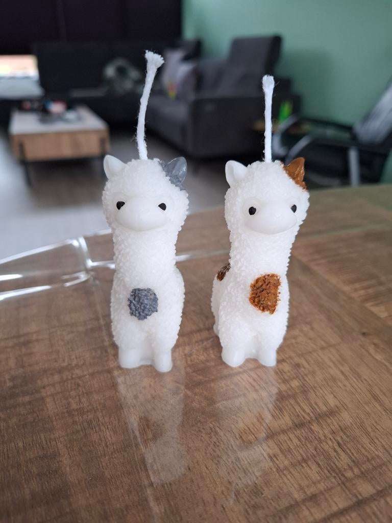 Alpaca kaarsjes, handgemaakt en geschilderd, Ophalen of Verzenden, Nieuw, Overige materialen, Minder dan 25 cm