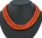 Bloedkoraal ketting antiek 14k slot goud diamant fraai dames, Verzenden, Goud, Ketting, Met edelsteen