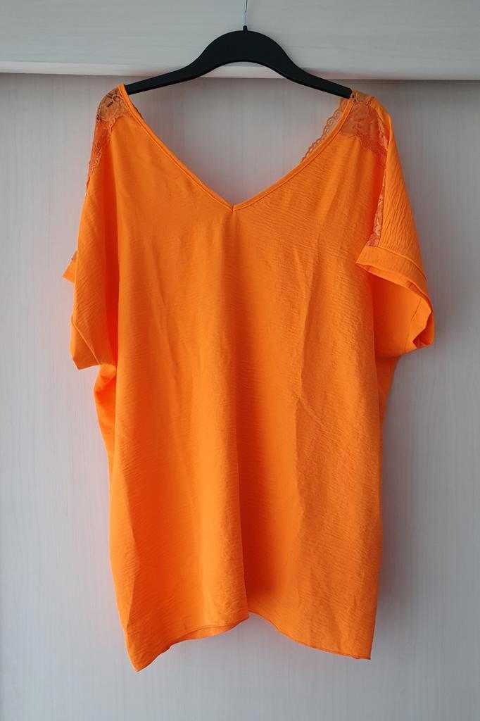 Nieuw dames T‑shirt met kant – ruime maat 48, Kleding | Dames, Grote Maten, Nieuw, Shirt of Top, Oranje, Ophalen