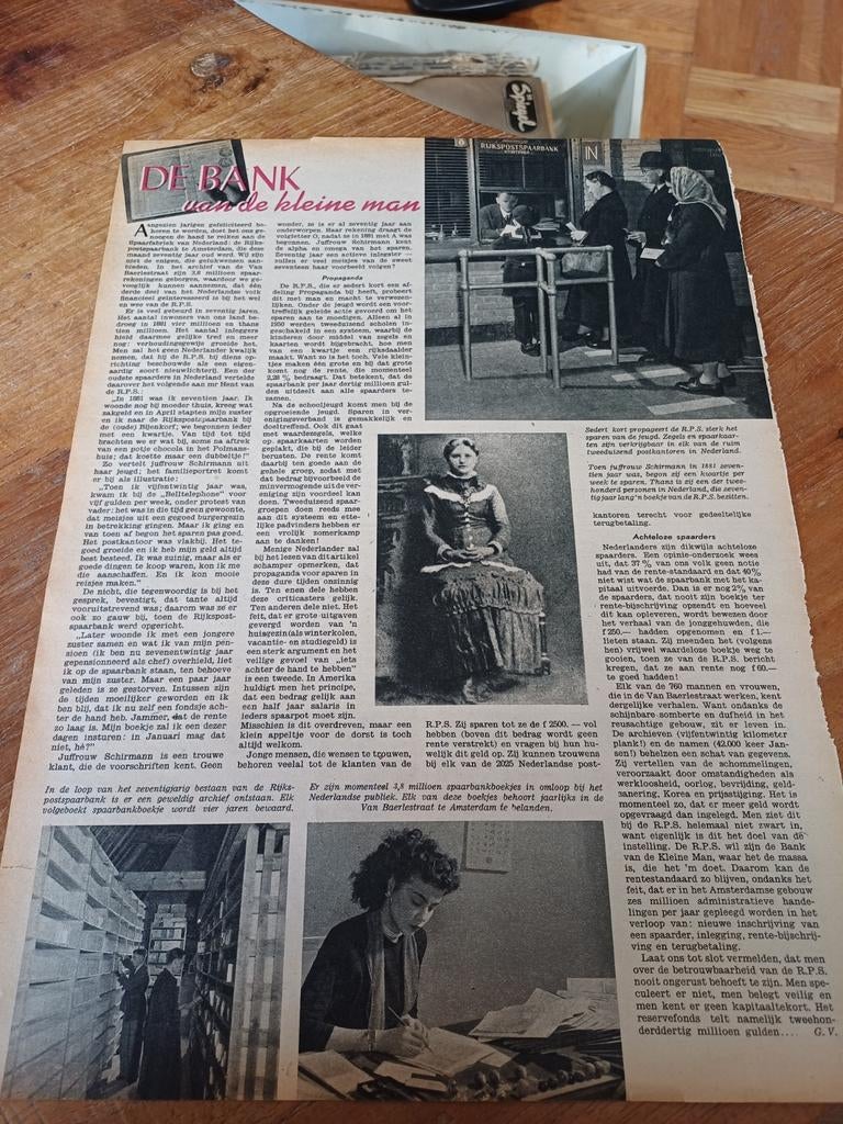 Artikel over de Rijkspostspaarbank 1951, Verzamelen, Ophalen of Verzenden, 1940 tot 1960