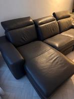 Grijze Chateau d'Ax Leren 3-zits en 2-zits bankstel, Ophalen, Gebruikt, Rechte bank, 200 tot 250 cm