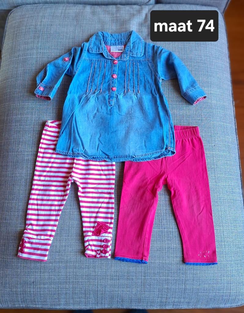 Tuniekje met 2 leggings mt 74, Ophalen of Verzenden, Zo goed als nieuw, Meisje, Setje