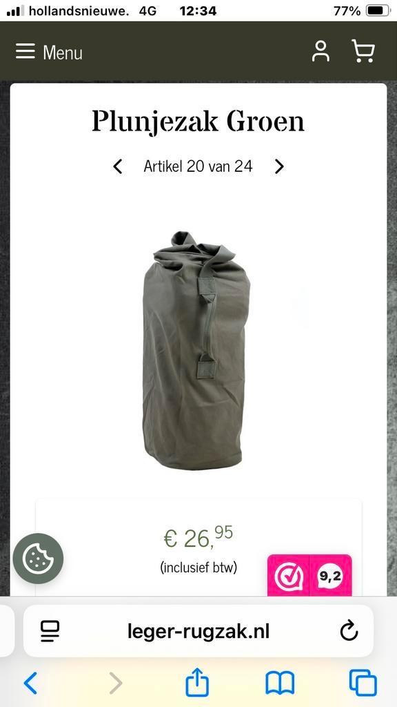 KL Militaire Plunjezak / Reistas - Groen, Ophalen of Verzenden, Gebruikt