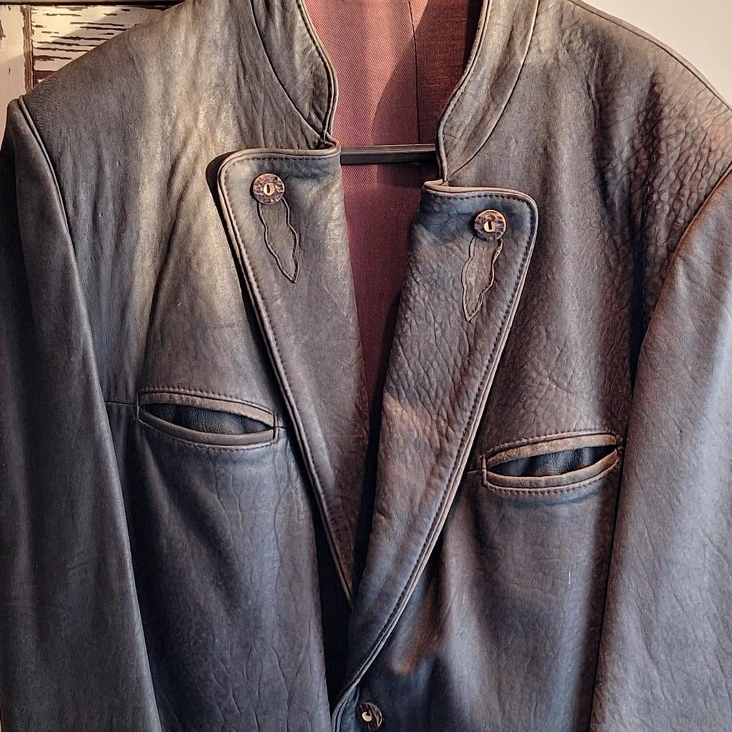 Tiroler trachten leren jas 52 leer, Ophalen, Gedragen, Maat 52/54 (L), Bruin