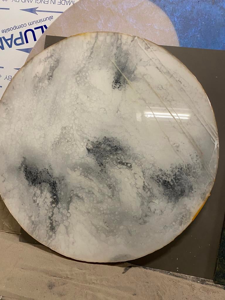 Rond mamer relief blad, Gebruikt, Rond, Ophalen of Verzenden, Grenenhout