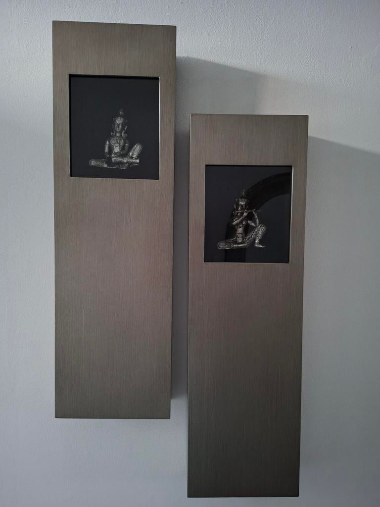 Set van 2 wanddecoraties / schilderijen met Boeddha beeldjes, Ophalen