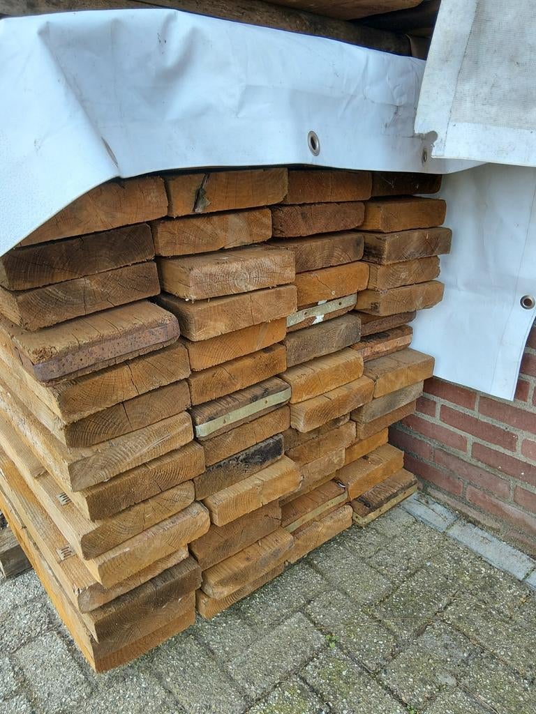 Partij steigerhout planken / balken  5 x 20 x 360, Doe-het-zelf en Verbouw, Hout en Planken, Ophalen, Gebruikt, Plank, Overige houtsoorten