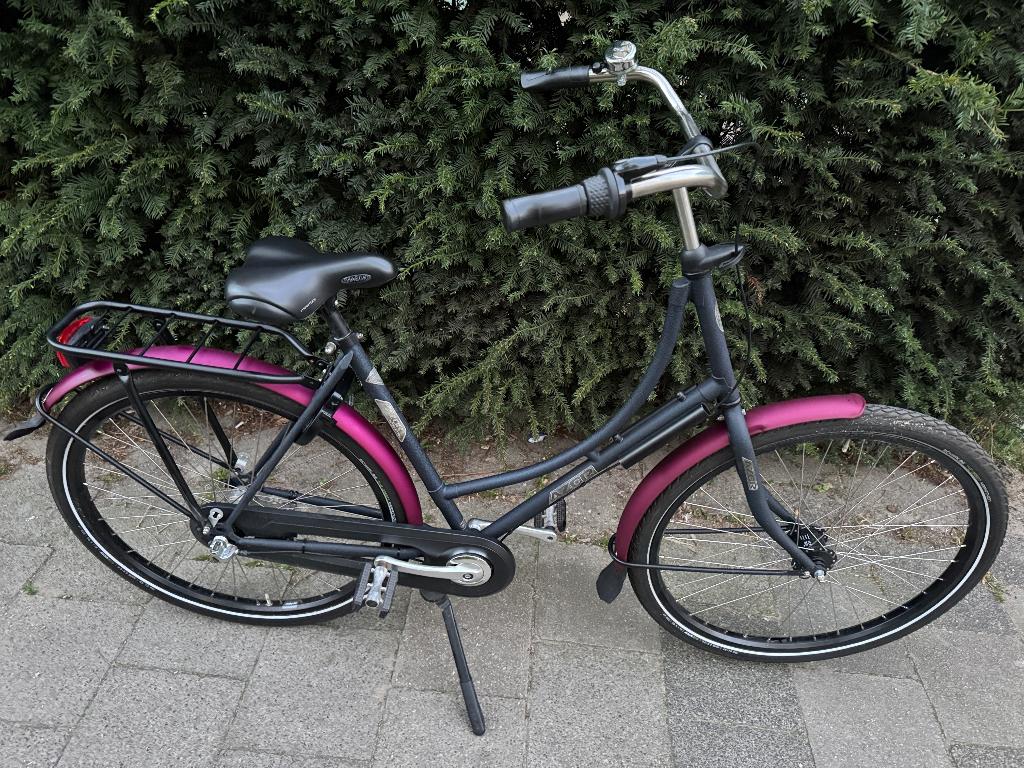 ZGAN AZOR Ameland C3 D55 Stadsfiets Zwart Paars, Overige merken, Terugtraprem, 53 tot 56 cm, Verzenden