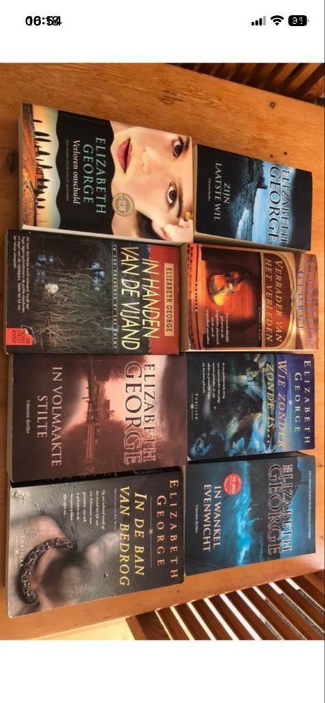 Elizabeth George - 8 thrillers (diverse titels), Boeken, Thrillers, Gelezen, Europa overig, Ophalen of Verzenden