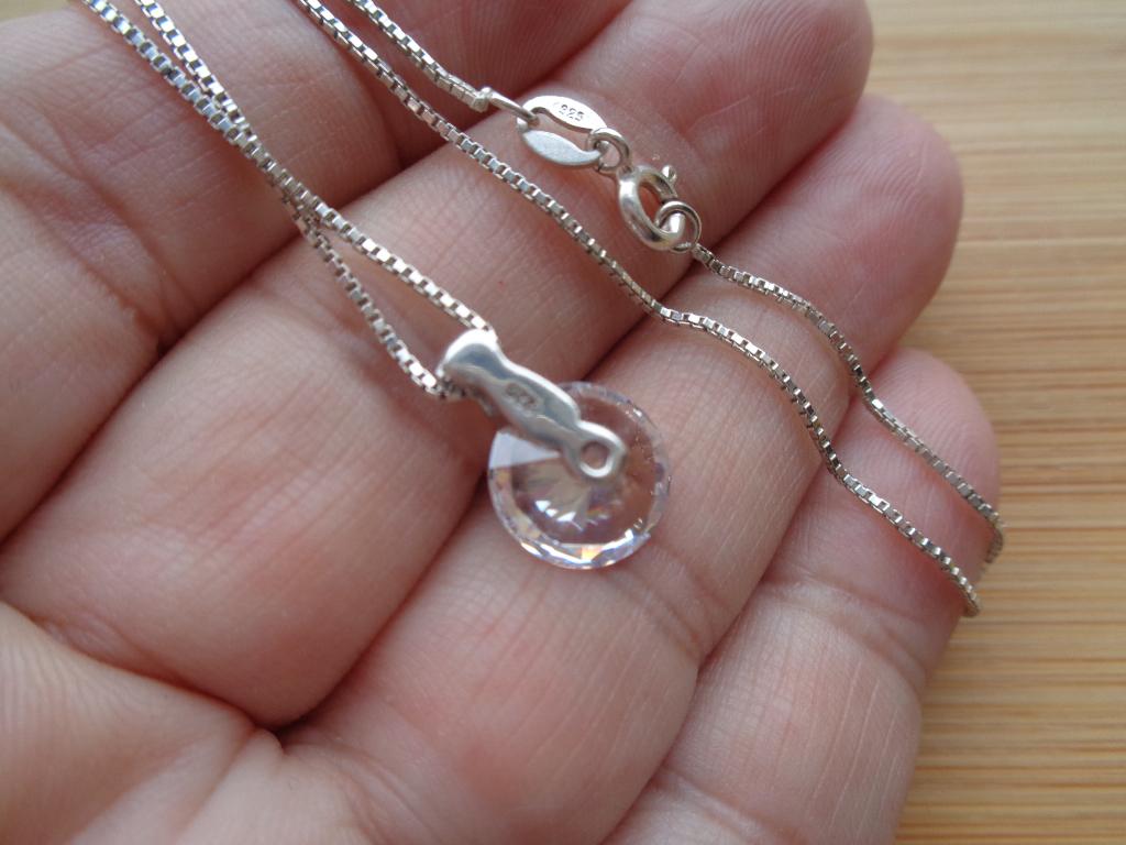 zilveren ketting met mooie kristal hanger [562], Verzenden, Zo goed als nieuw, Met kristal, Zilver