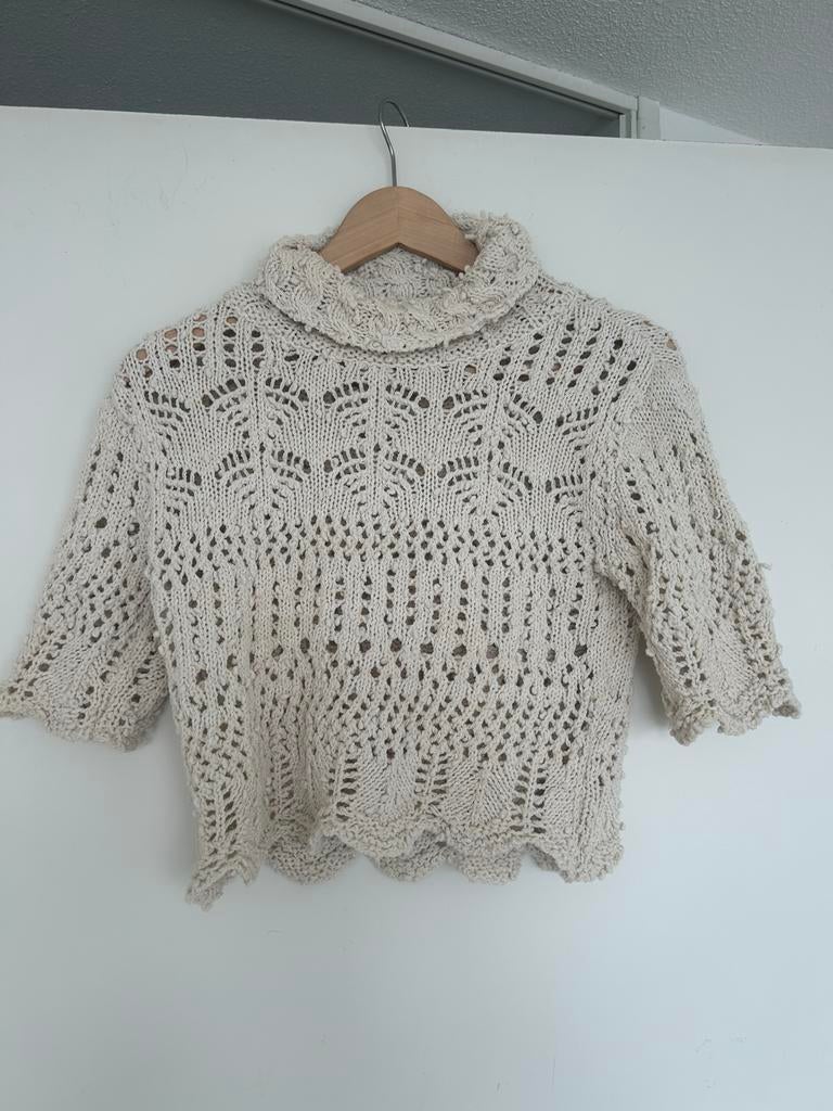 Zara trui top gehaakt crèmekleurig maat S, Ophalen of Verzenden, Gedragen, Maat 38/40 (M)