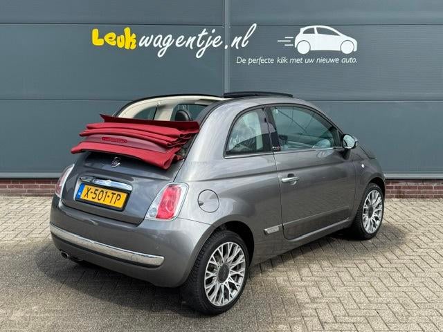 Fiat 500 C 1.2 Lounge Cabrio *velgen 16 inch *parkeersensor, Gebruikt, 4 cilinders, Cabriolet, Leder en Stof