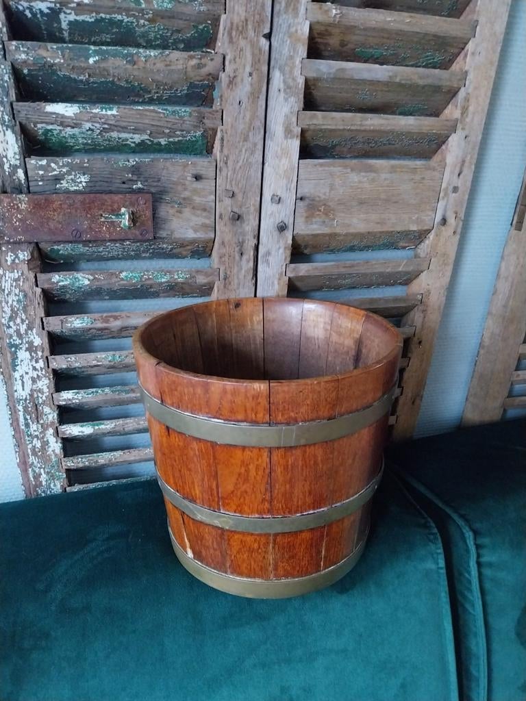 Antieke eikenhouten turfemmer, Antiek en Kunst, Antiek | Woonaccessoires, Ophalen of Verzenden